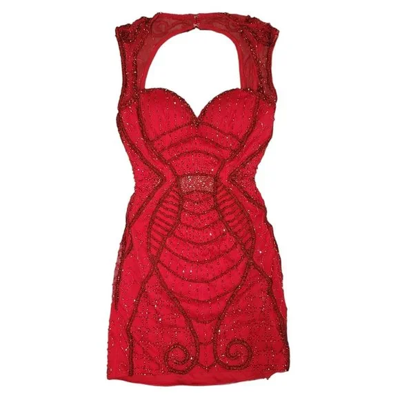 Dresses | Heavily Beaded Sexy Red Sparkly Open Back Body Con Evening Dress Christmas Holid | Poshmark Dresses | Heavily Beaded Sexy Red Sparkly Open Back Body Con Evening Dress Christmas Holid | Poshmark